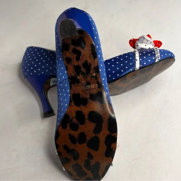 Bettie Page blue polka dot red bow pump - Picture 10 of 10